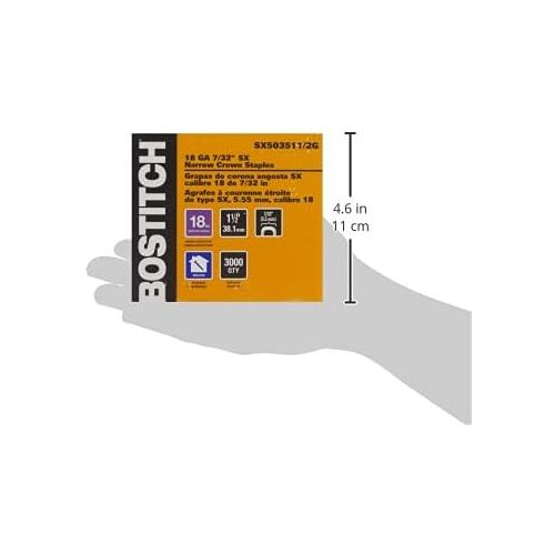  BOSTITCH SX50351/2G-7M 1-1/2-Inch by 18 Gauge by 7/32-Inch Crown Finish Staple (3,000 per Box)