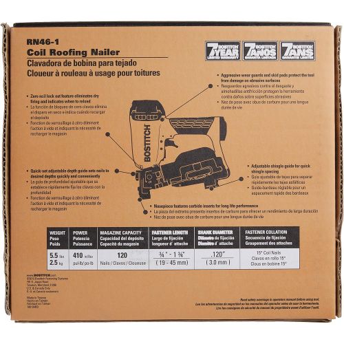  BOSTITCH Coil Roofing Nailer, 1-3/4-Inch to 1-3/4-Inch (RN46)
