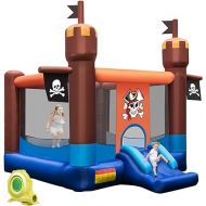 BOUNTECH Inflatable Bounce Castle, Large Bouncy House for Kids 5-12 Ages Indoor Outdoor Party Fun with Large Jumping Area, 735W Blower, Pirate Theme Toddler Bounce House for Backyard Birthday Gifts