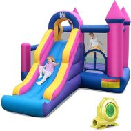 BOUNTECH Inflatable Bounce House, Bouncy House with Slide & Ball Pit for Kids Indoor Outdoor Backyard Party w/735W Blower, Toddler Bounce House with Blower Included for Boys Girls Birthday Gifts