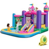 BOUNTECH Inflatable Bounce House, Blow up Jumping Castle for Indoor Outdoor Party Family Fun w/Large Ball Pit, Basketball Rim, Bouncy House with Blower Included for Toddler Kids Birthday Party Gifts