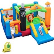 BOUNTECH Inflatable Bounce House, Large Bouncy House for Kids Indoor Outdoor w/3 Ball Pits, Durable Sewn and Extra Thick, 186x144x96 in Toddler Jumper Bounce House with Blower for Birthday Party Gifts