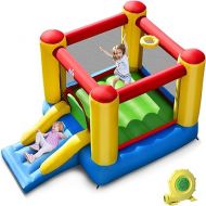 BOUNTECH Inflatable Bounce House, Bouncy House for Kids Indoor Outdoor Party Fun with Heavy Duty Jumping Area, Slide, Portable Toddler Bounce House with 480W Blower Included for Birthday Party Gifts