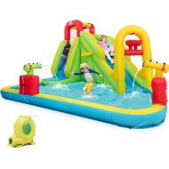 BOUNTECH Inflatable Water Slide, Mega Waterslide Park for Kids Backyard Family Fun with 480w Blower, Climbing, Water Basin, Blow up Water Slides Inflatables for Kids and Adults Outdoor Party Gifts