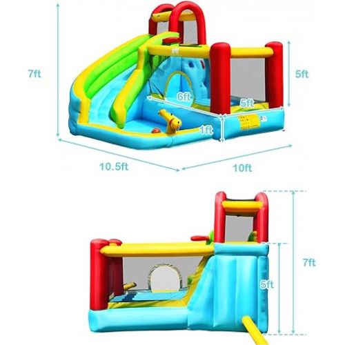 BOUNTECH Inflatable Water Slide, Bounce House Water Slide for Kids Outdoor Fun w/Waterslide, Splash Pool, Climbing Wall, Water Slides Inflatables for Kids Toddlers Boys Girls Backyard Party Gifts