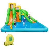 BOUNTECH Inflatable Water Slide, 6 in 1 Kids Waterslide Park for Outdoor w/Blower, Dual Slides for Racing Fun, Splash Pool, Blow up Water Slides Inflatables for Kids and Adults Backyard Party Gifts