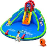 BOUNTECH Inflatable Water Slide, Giant Waterslide Park for Outdoor Fun with 2 Long Slides, Splash Pool, 780w Blower, Climbing, Handrail Upgrade, Water Slides Inflatables for Kids Backyard Party Gifts