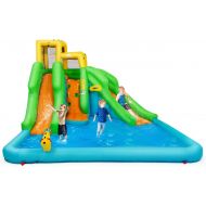 BOUNTECH Inflatable Water Slide, 6 in 1 Inflatable Giant Water Park with Climbing Wall, Basketball Rim, Large Bounce House, Splash Pool, Water Cannon, Kids Water Slides for Backyar