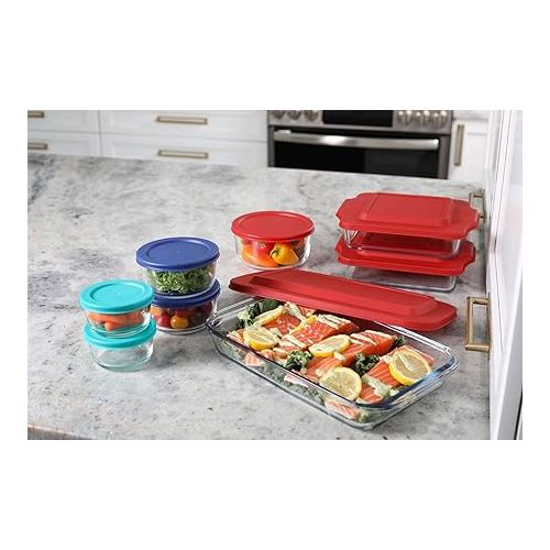  BOVADO USA 4 Cup Glass Food Storage Containers (4 Pack) | Nonpourous Dishwasher, Freezer & Oven Safe Glass, Easy-Clean | Teal Lids