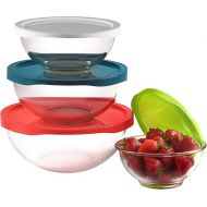 Bovado 8-Piece Glass Nesting Mixing Bowl Set with BPA-Free Airtight Lids (1QT + 1.5QT +2.5QT + 4QT) | 4 Glass Bowls + 4 Lids | Microwave-Safe Bowls Excellent for Meal Prep, Lunch & Food Storage
