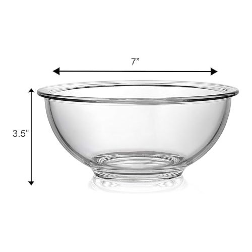  Bovado USA Glass Bowl for Storage, Mixing, Serving - Clear, Dishwasher, Freezer & Oven Safe Glass, Easy-Clean, 1.5 QT - 2 Pack