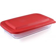 Bovado USA 7 x 12 Inch Glass Oven Baking Dish High-Grade Borosilicate Glass 2.3 Qt Capacity with Airtight Premium Plastic Lid Nonstick, Dishwasher Safe, Freezer-to-Oven Oblong Cass