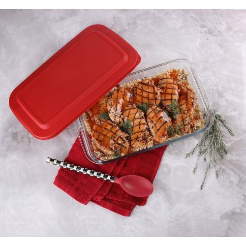  Bovado USA 7 x 12 Inch Glass Oven Baking Dish High-Grade Borosilicate Glass 2.3 Qt Capacity with Airtight Premium Plastic Lid Nonstick, Dishwasher Safe, Freezer-to-Oven Oblong Cass