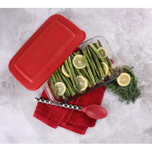  Bovado USA 7 x 12 Inch Glass Oven Baking Dish High-Grade Borosilicate Glass 2.3 Qt Capacity with Airtight Premium Plastic Lid Nonstick, Dishwasher Safe, Freezer-to-Oven Oblong Cass