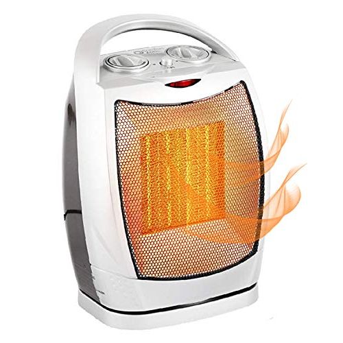  BOVADO USA Oscillating Space Heater ? Forced Fan Heating with Stay Cool Housing - Thermal Ceramic PTC with Tip-Over Safety Cut-Off, Overheat Protection and Adjustable Thermostat - Rotates 70°