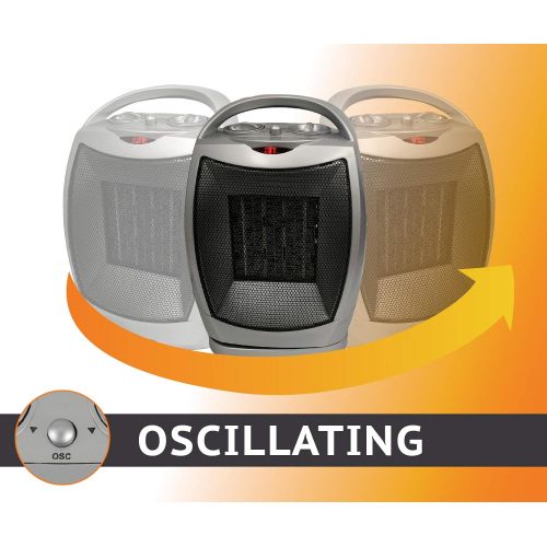  BOVADO USA Oscillating Space Heater ? Forced Fan Heating with Stay Cool Housing - Thermal Ceramic PTC with Tip-Over Safety Cut-Off, Overheat Protection and Adjustable Thermostat - Rotates 70°