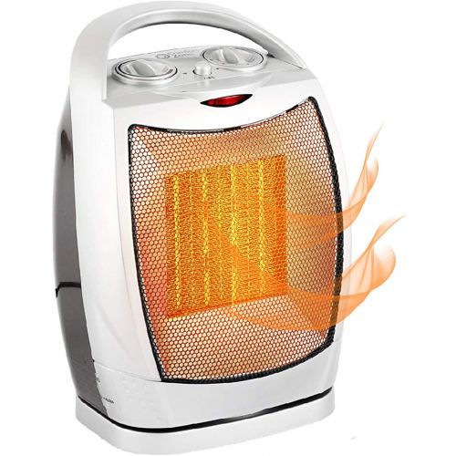  BOVADO USA Oscillating Space Heater ? Forced Fan Heating with Stay Cool Housing - Thermal Ceramic PTC with Tip-Over Safety Cut-Off, Overheat Protection and Adjustable Thermostat - Rotates 70°