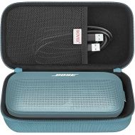 BOVKE Hard Travel Speaker Case for Bose SoundLink Flex Bluetooth Portable Speaker, Extra Mesh Pocket for Bluetooth Speakers Bose Charger, Charging Cables, Stone Blue