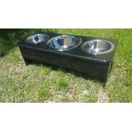 BOW WOW WOW DESIGNS 3 Bowl Dog Feeder 12 in. Tall