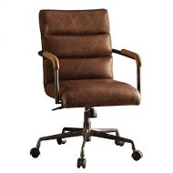 BOWERY HILL Bowery Hill Leather Swivel Office Chair in Retro Brown