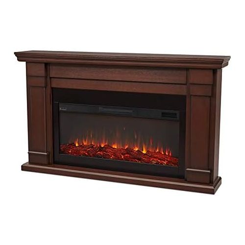  BOWERY HILL Contemporary Solid Wood Electric Fireplace in Chestnut Oak