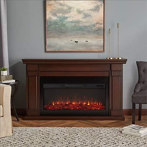  BOWERY HILL Contemporary Solid Wood Electric Fireplace in Chestnut Oak