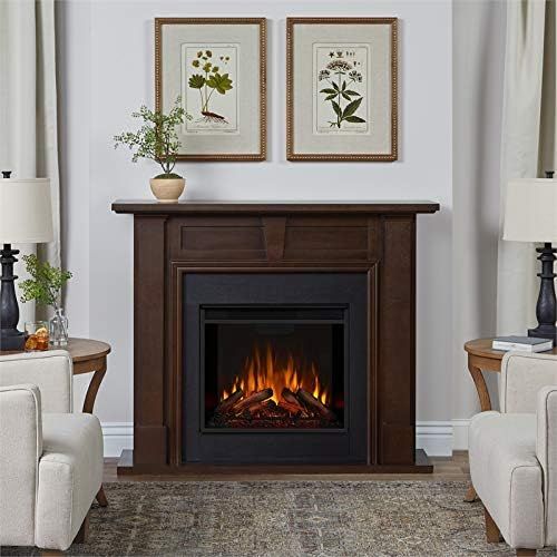  BOWERY HILL Traditional Solid Wood Electric Fireplace in Dark Walnut