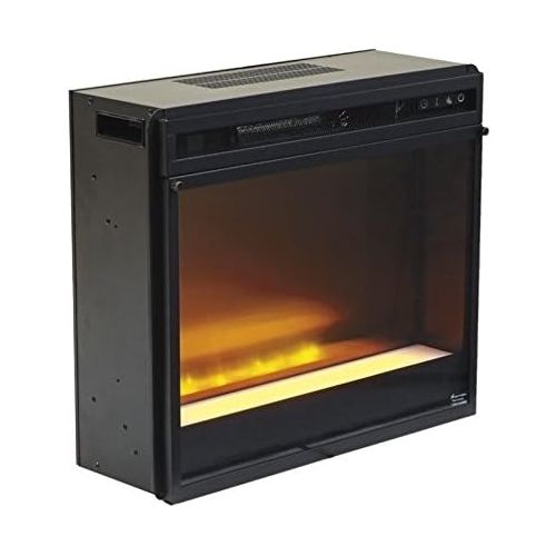  BOWERY HILL Electric LED Glass Stone Fireplace Insert in Black