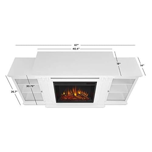  BOWERY HILL Contemporary TV Stand with Electric Fireplace in White