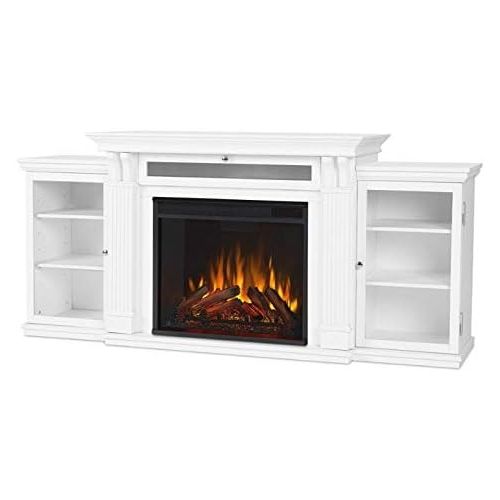  BOWERY HILL Contemporary TV Stand with Electric Fireplace in White