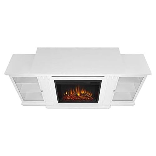  BOWERY HILL Contemporary TV Stand with Electric Fireplace in White