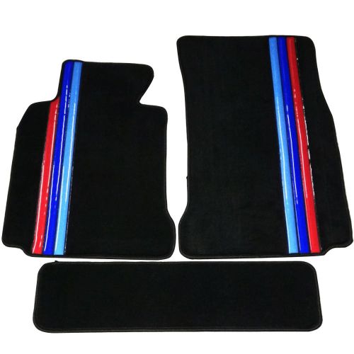  BOXI Floor Mat Compatible With 1997-2003 BMW E39 5-Series | Front & Rear Factory M Color Stripe Car Floor Carpets Carpet liner by IKON MOTORSPORTS | ?1998 1999 2000 2001 2002