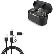 BoxWave Cable Compatible with Bang & Olufsen Beoplay E8 Sport - AllCharge 3-in-1 Cable - Jet Black