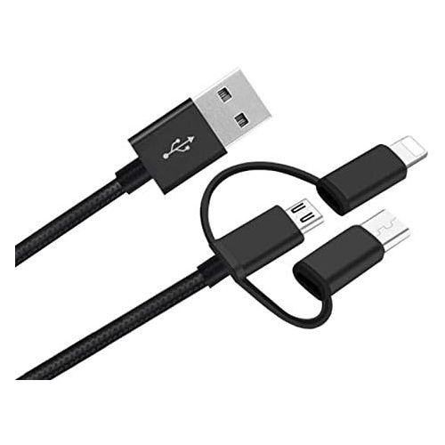  BoxWave Cable Compatible with Bang & Olufsen Beoplay E8 Sport - AllCharge 3-in-1 Cable - Jet Black