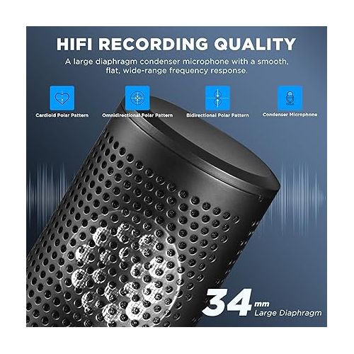  BOYA XLR Large Diaphragm Studio Condenser Microphone, 48V Phantom Power Vocal Recording Mic for Singing Podcast, Project Home Audio YouTube Facebook Streaming (BY-M1000 Pro)