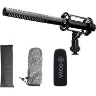 BOYA XLR Microphone, Shotgun Microphone BY-BM6060 with Shockmount Windscreen Mic for Camera DSLR External Condenser Professional Microphones for Video Interview ENG Film