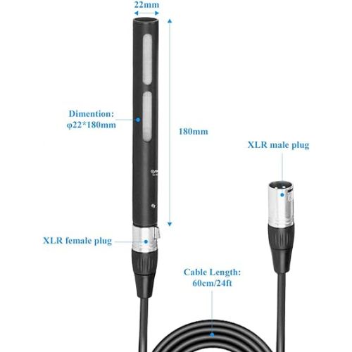  BOYA XLR Microphone, Professional Cardioid Mini Shotgun Condenser Mic with 12-48 Phantom Power for Video Camera Recording Film Interview ENG/EFP