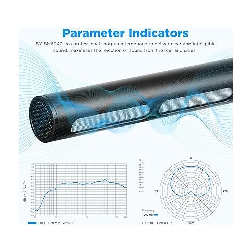  BOYA XLR Microphone, Professional Cardioid Mini Shotgun Condenser Mic with 12-48 Phantom Power for Video Camera Recording Film Interview ENG/EFP