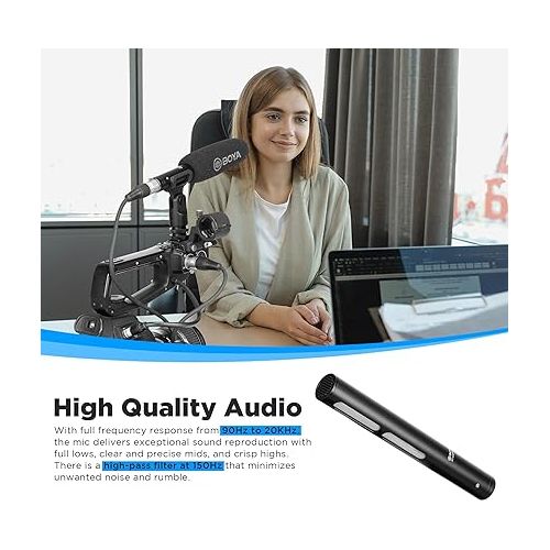  BOYA XLR Microphone, Professional Cardioid Mini Shotgun Condenser Mic with 12-48 Phantom Power for Video Camera Recording Film Interview ENG/EFP