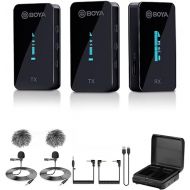 BOYA BY-XM6-K2 Wireless Lavalier Microphone with Charging Case & Mono/Stero,2.4GHz OLED Diplay Wireless Lapel Mic for YouTube,Tiktok Vlogging,Live Stream, Video Recording