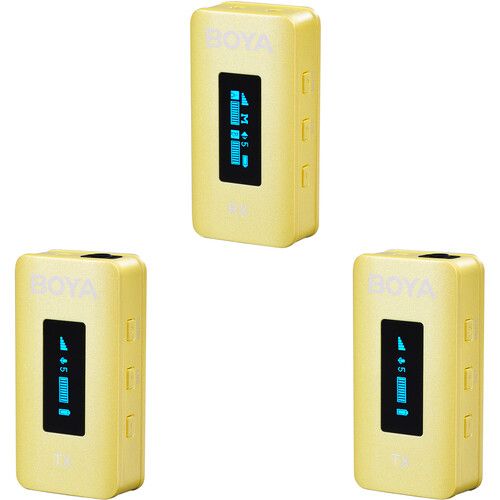  BOYA BY-XM6-K2 2-Person Wireless Microphone System for Cameras and Smartphones (2.4 GHz, Yellow)