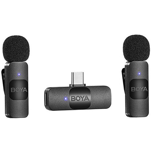  BOYA BY-V20 Ultracompact 2-Person Wireless Microphone System with USB-C Connector for Mobile Devices (2.4 GHz)