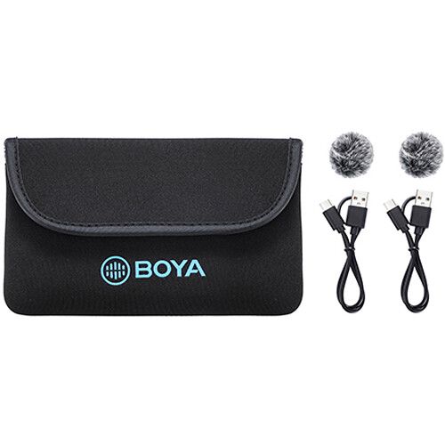  BOYA BY-M1V4 2-Person Wireless Microphone System with USB-C Connector for Mobile Devices (2.4 GHz)