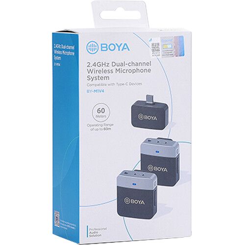  BOYA BY-M1V4 2-Person Wireless Microphone System with USB-C Connector for Mobile Devices (2.4 GHz)