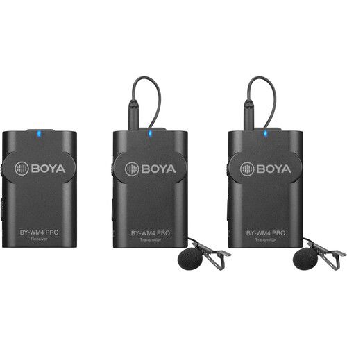  BOYA BY-WM4 PRO-K2 Two-Person Digital Camera-Mount Wireless Omni Lavalier Microphone System (2.4 GHz)