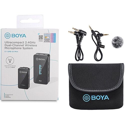  BOYA BY-XM6-S1 Mini Ultracompact Wireless Microphone System for Cameras and Smartphones (2.4 GHz)