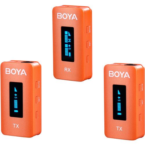  BOYA BY-XM6-K2 2-Person Wireless Microphone System for Cameras and Smartphones (2.4 GHz, Orange)