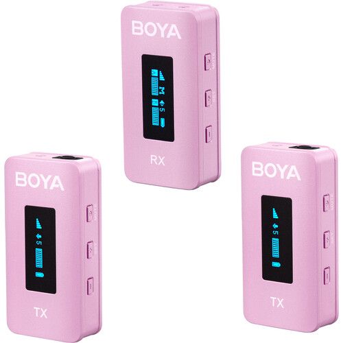  BOYA BY-XM6-K2 2-Person Wireless Microphone System for Cameras and Smartphones (2.4 GHz, Pink)