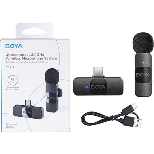  BOYA BY-V10 Ultracompact Wireless Microphone System with USB-C Connector for Mobile Devices (2.4 GHz)