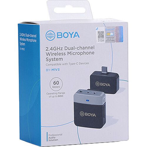  BOYA BY-M1V3 Wireless Microphone System with USB-C Connector for Mobile Devices (2.4 GHz)